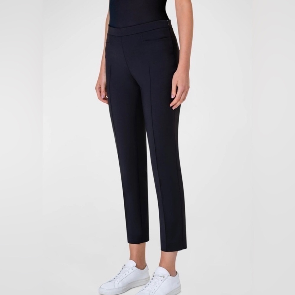 Akris Punto Pants Dress Slim Ankle Straight Leg Zip Closure Black Size 14